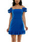 Juniors' Ruffle-Trim Off-The-Shoulder Cotton A-Line Dress