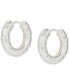 Silver-Tone Small Pavé Star-Accented Hoop Earrings, 0.75"