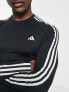 adidas Training Tech Fit 3 stripe long sleeve t-shirt in black