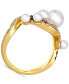 ფოტო #2 პროდუქტის Vanilla Pearls (3-7mm) & Diamond (1/3 ct. t.w.) Swoop Ring in 14k Gold