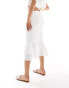 Abercrombie & Fitch co-ord smocked ruffle hem midi skirt in white M - фото #10