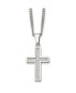 ფოტო #1 პროდუქტის Grey Carbon Fiber Inlay Small Cross Pendant Curb Chain Necklace