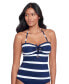 ფოტო #1 პროდუქტის Women's Striped Halter-Neck Lace-Up Tankini