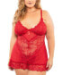 Фото #1 товара Plus Size Soft Cup Babydoll & G-String 2pc Lingerie Set