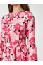 Фото #5 товара Платье женское Koton Цветочное Миди с длинным рукавом и поясом
