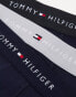 Tommy Hilfiger signature cotton essentials 3 pack trunks in navy with coloured waistband