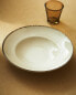 Porcelain pasta plate with antique finish rim