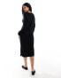 Vila v neck knitted jumper midi dress in black