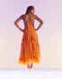 ASOS DESIGN scoop neck trapeze maxi dress with frill in bright orange