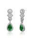 Фото #2 товара Sterling Silver White Gold Plated With Colored and Clear Cubic Zirconia Dangle Earrings