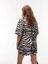 Topshop co-ord short sleeve zebra print shirt in monochrome