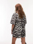 Фото #3 товара Topshop co-ord short sleeve zebra print shirt in monochrome