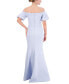 Фото #2 товара Women's Off-The-Shoulder Imitation Pearl Puff-Sleeve Gown