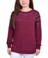 ფოტო #1 პროდუქტის Petite Knit Top with Print Shoulder Insets