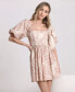 Women's Puff-Sleeve Square-Neck Babydoll Dress