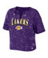 Women's Purple Los Angeles Lakers Bleach Splatter Notch Neck T-shirt
