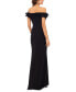 Women's Scuba-Crepe Ruffled Off-The-Shoulder Fit & Flare Gown