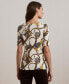 ფოტო #2 პროდუქტის Women's Print Stretch Cotton Boatneck Tee