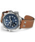 ფოტო #6 პროდუქტის Men's Swiss Khaki X-Wind Brown Leather Strap Watch 45mm