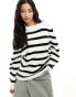 Фото #1 товара Pull&Bear boxy ribbed jumper in ecru stripe