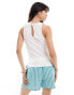 Vila racer neck ribbed vest with rope detail in white