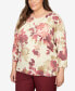 Plus Size Mulberry Street Floral Shimmer Printed Sweater