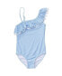 ფოტო #1 პროდუქტის Toddler, Child Girls Powder Blue Sustainable Stripe Bow Swimsuit