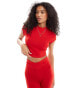 Miss Selfridge short sleeve crop top co-ord in red Красный, 44 - фото #1