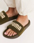 Фото #1 товара Puma Leadcat sherpa sliders in khaki and oatmeal