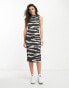 French Connection Manhatten jersey bodycon dress in zebra