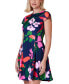 Women's Printed Cap-Sleeve Fit & Flare Dress