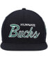 Фото #3 товара Men's Black Milwaukee Bucks Hardwood Classics Script 2.0 Snapback Hat