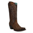 Фото #2 товара Сапоги женские Corral Boots Ld Chocolate Lamb Tooled Inlay Snip Toe Cowboy коричневые Casual