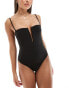 Фото #4 товара & Other Stories deep v swimsuit in black