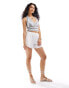 Hollister crochet striped halter neck in blue and white