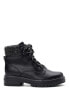 Time & Tru Womens Black Lace-Up Round Toe Slip-Resistant Ankle Hiker Boot US 8W