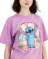 Juniors' Stitch Floral Boyfriend T-Shirt