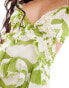 Фото #2 товара ASOS DESIGN frill detail cut out cami in dress in green zebra print