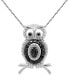 ფოტო #2 პროდუქტის Black Diamond Owl 18" Pendant Necklace (1/6 ct. t.w.) in Sterling Silver