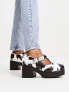 KOI chunky mary jane shoes in cow print