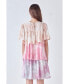 Фото #3 товара Women's Tie Dye Swiss Dot Tiered Mini Dress