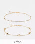 Фото #1 товара Topshop Ari pack of 2 anklets with ball chain in gold tone