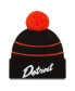 Фото #1 товара Men's Black Detroit Pistons 2023/24 City Edition Cuffed Pom Knit Hat