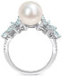 Фото #4 товара Cultured Freshwater Pearl (9mm), Sapphire (1-5/8 ct. t.w.) & Diamond (1/8 ct. t.w.) in 14k White Gold (Also in Aquamarine)