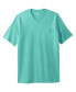 Фото #1 товара Big & Tall Shrink-Less Lightweight Longer-Length V-Neck T-Shirt