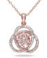 ფოტო #1 პროდუქტის Morganite (1-1/6 ct. t.w.) and Diamond (1/10 ct. t.w.) Trillium 18" Necklace in 18k Rose Gold Over Silver