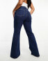 ASOS DESIGN Curve sculpting super stretch flare jeans in dark blue