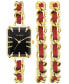 ფოტო #1 პროდუქტის Women's Gold-Tone Alloy Chain with Red Insert Bracelet Watch Set, 22mm