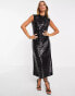 Whistles arla sequin midi dress in black