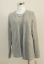 NY Collection Embellished Crewneck Twin-piece Cardigan Metallic Silver Gray L